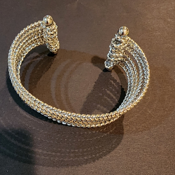 NWOT Vintage Shiny Silvertone Bangle Cuff Bracelet - Picture 3 of 5